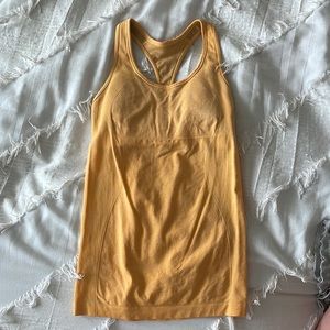 Lululemon Athleisure Fitted Racerback Tank Top Built In Padded Bra Orange Size 4
